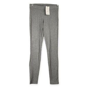 Hue Ribbed Leggings Women’s Small Gray Mid Rise Stretch NWT